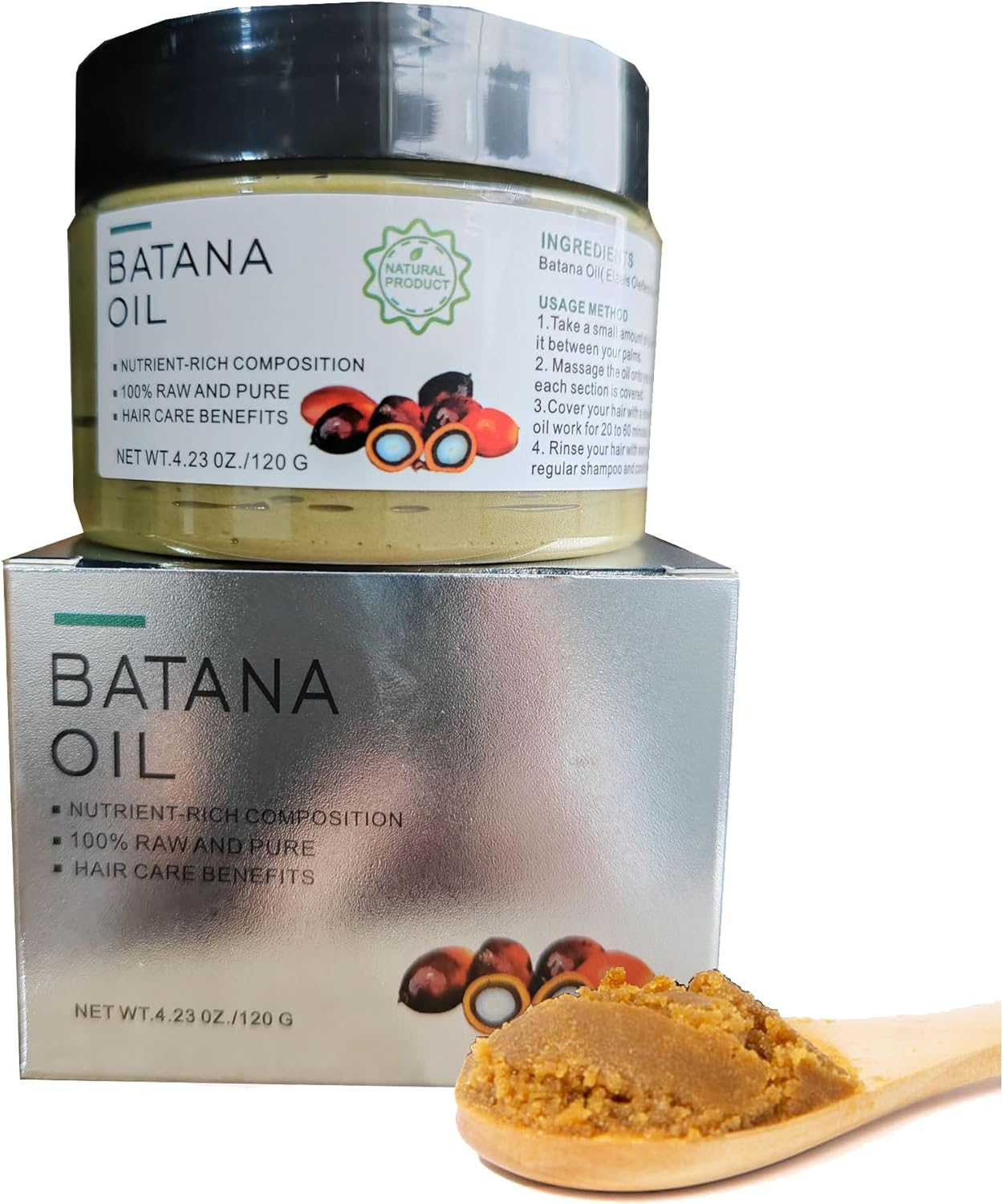 Batana Oil for Hair Care Batana Oil from Honduras Repair Hair Unrefined Natural Organic Batana Hair Masks for All Hair Tpyes in Men & Women (240G) image number 3
