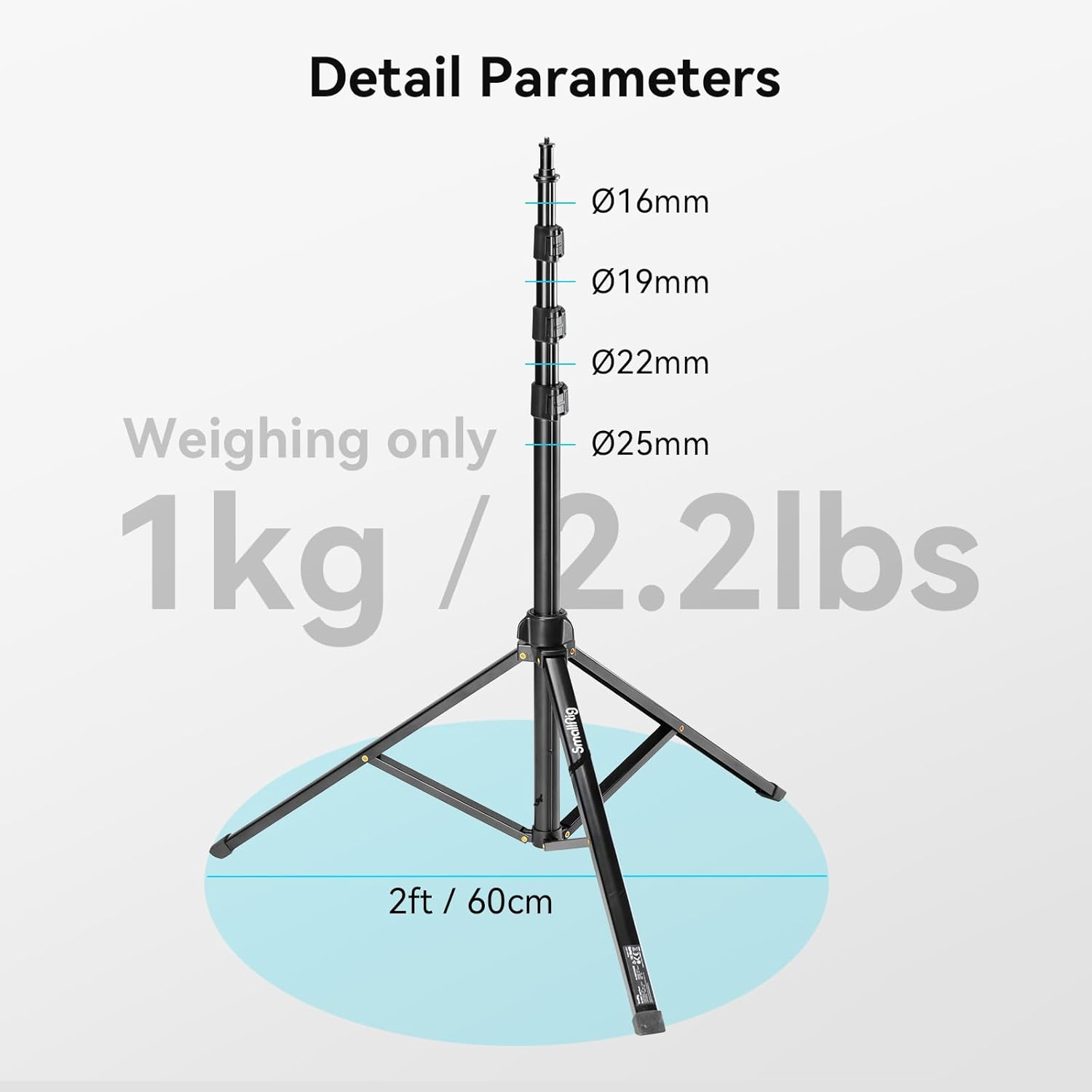 SMALLRIG 78.7"/ 200Cm Light Stand Photography Tripod, Max Load 4Kg, Compact Lightstand for Reflector, Ring/Cob Light, Small Softbox, Umbrellas, Folded Size 22"/ 56Cm RA-S200-4379