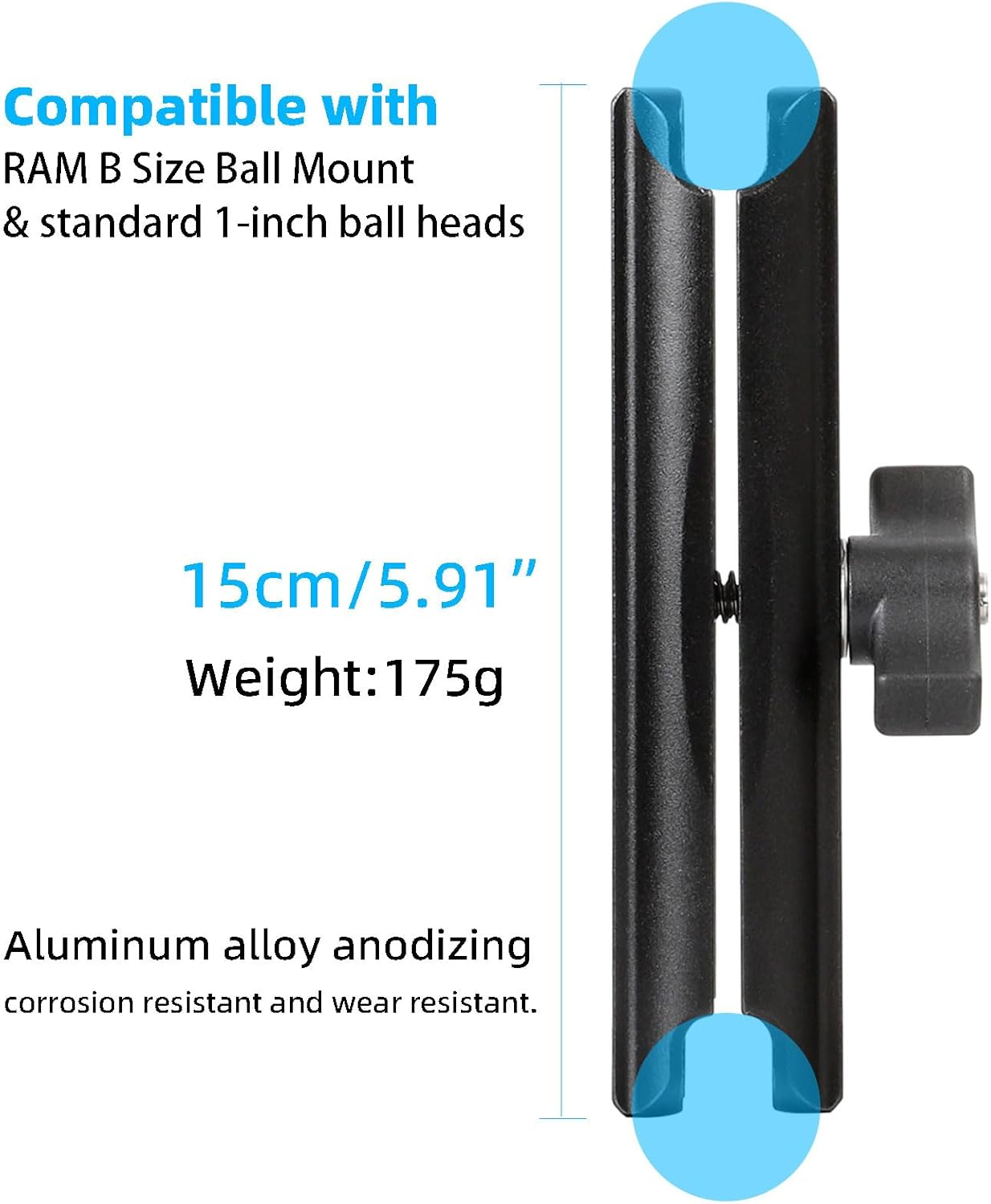 Double Socket Arm Aluminum Alloy Long Arm Full Length 5.9",Compatible with RAM Mounts and Motorcycle/Bike/Car Cellphone Holder with 1 Inch Ball image number 4