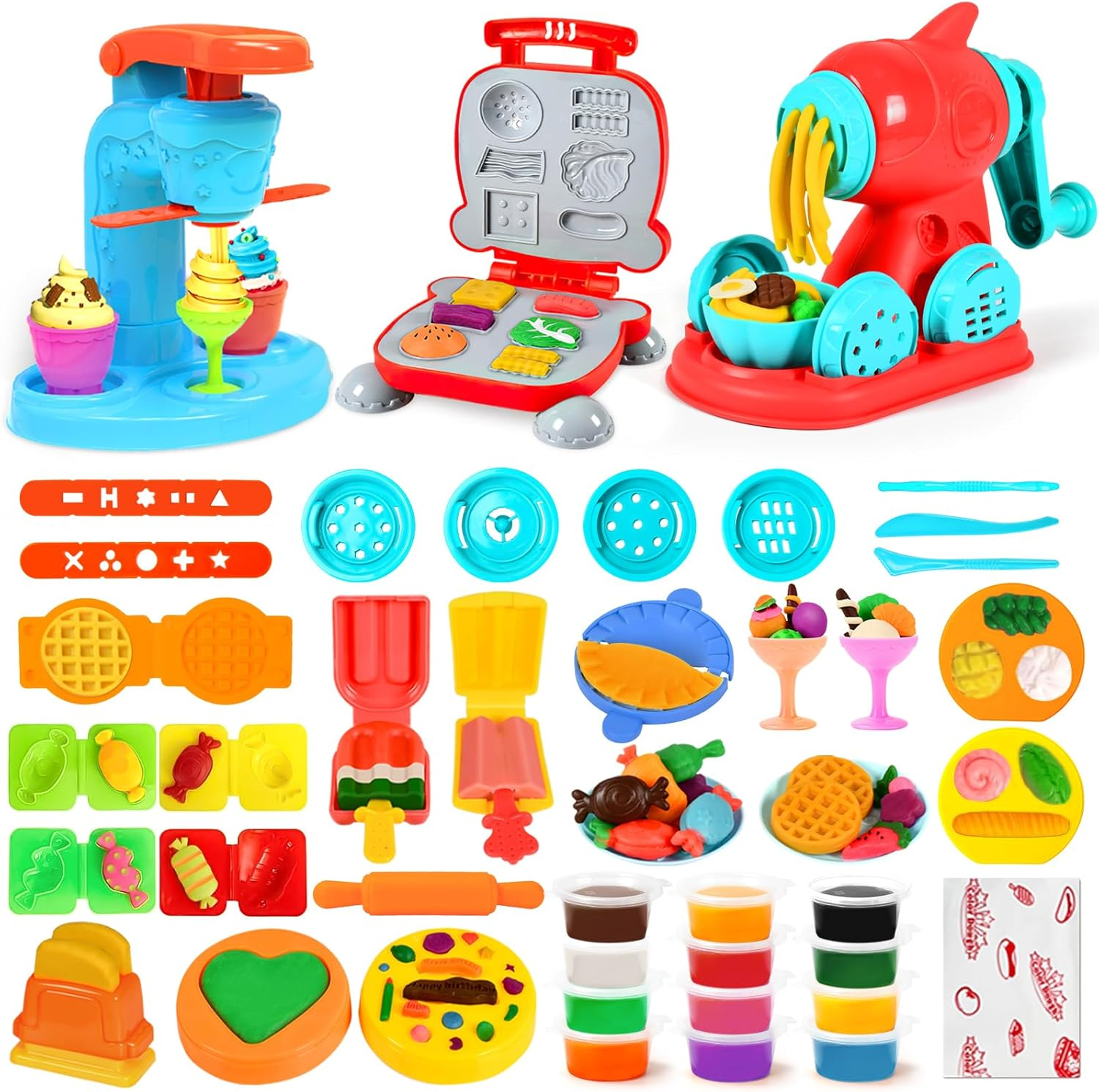 Calfqueen 3 in 1 Playdough Arts & Crafts Supplies Kids Toys, Playdough Kitchen Toys with Clay Tools, Kids Craft Set for 3 4 5 6 Year Old Boys Girls Gifts, Age 8-10 image number 5