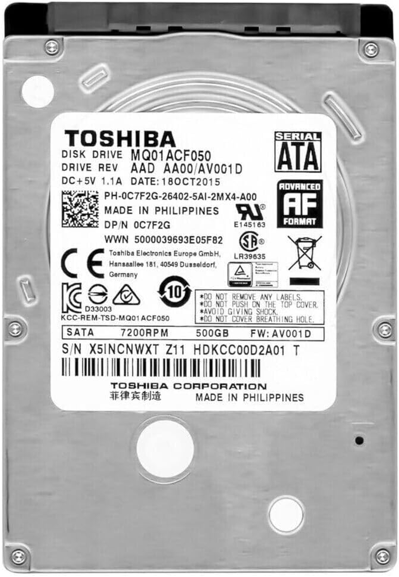 TOSHIBA 500Gb 2.5&Prime; 7200 RPM Sata 6.0Gb/S Laptop HDD Ps3 Ps4 (Renewed)