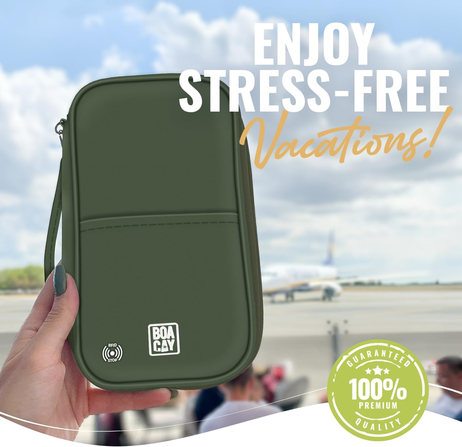 BOACAY Travel Document Organizer with RFID, Family Passport Holder, Wallet for Women & Men, Portable & Waterproof Case for Cards, Boarding Pass, Money