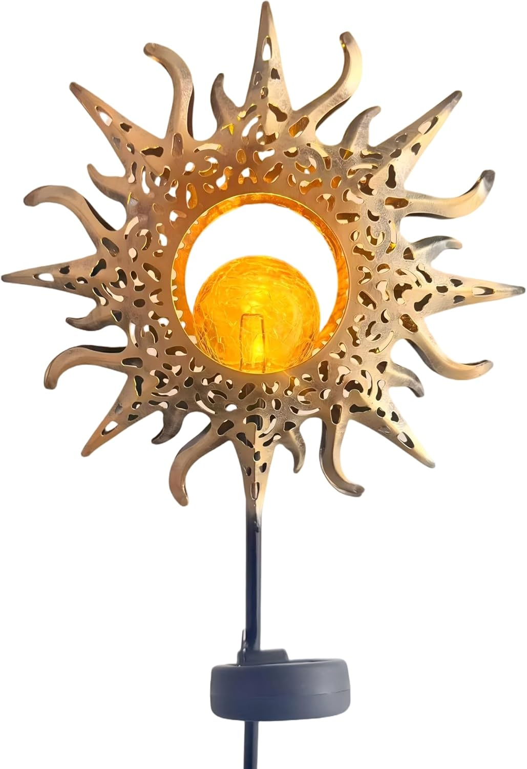 Home Decor Solar Outdoor Garden Lights Decorations, Sun & Fire Warm Globe Lights for Outdoor Decoration Exterior Pour Terrasse & Patio Decor Garden Accessories (Sun) image number 4