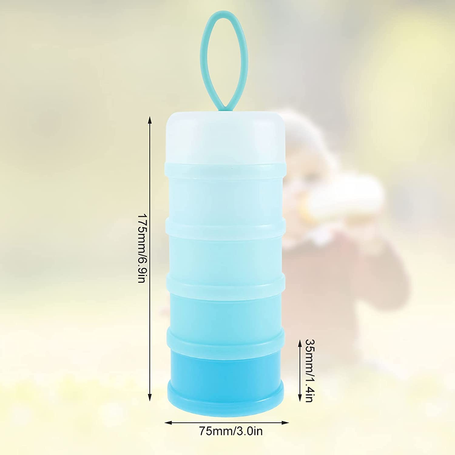 2 PCS 4 Layer Portable Baby Food Storag Box Multiple Openings Cereal Cartoon Infant Milk Powder Box Toddle Snack Container,Baby Milk Powder Food Mixing Container Portable Large-Capacity Milk Powder Child Container(Blue, Sakura Powder) image number 3