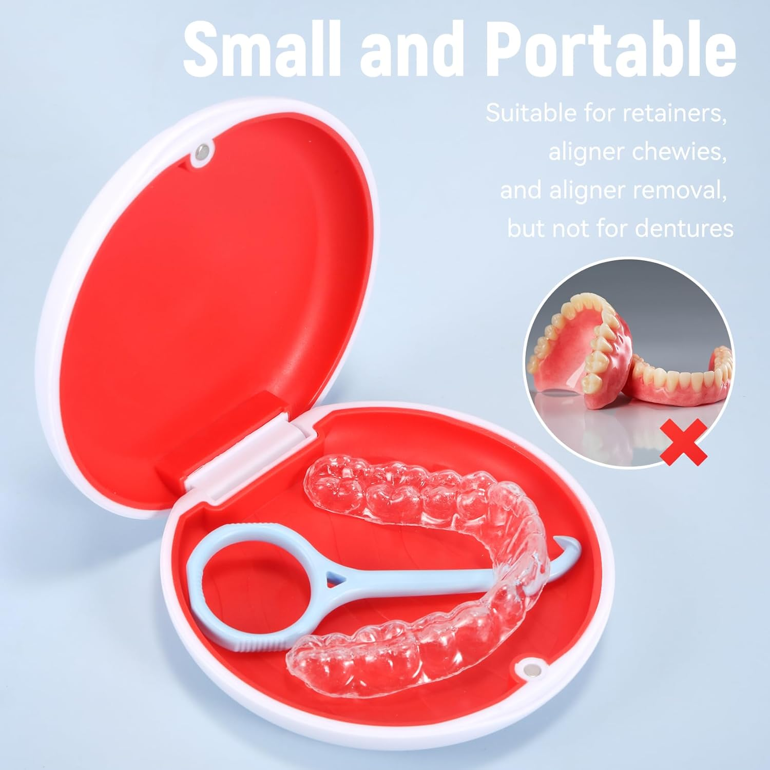 Annhua Retainer Holder Case Mouthguard Case with Magnetic Closure, Denture Case Mouth Guard Holder Case Denture Box Case, Light and Compact - Green - Pink image number 2