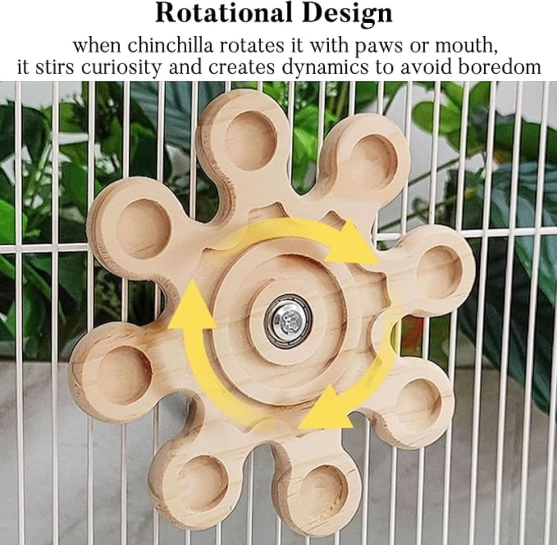 Chinchilla Chew Toys - Rotating Wooden Enrichment Toys,Hamster Chewing Toys, Funny Cage Accessories for Chinchilla Hamster Bunny（6.4 Inch） image number 2