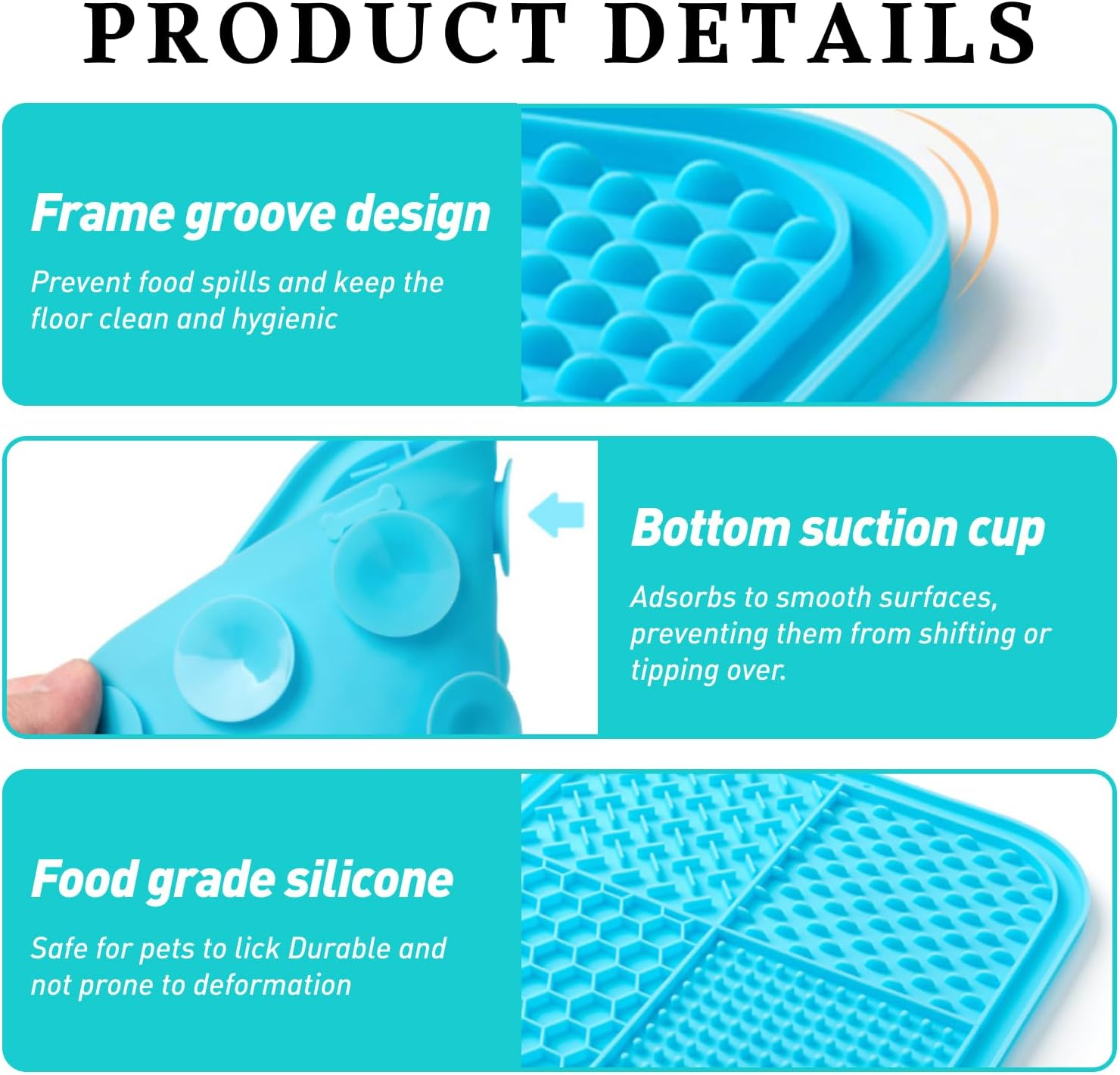 Lick Mat for Dogs & Cats (2 Pack) with Suction Cups, Anxiety Relief, Dog Toys for Bathing & Grooming, Comes with Silicone Scraper, Peanut Butter Licking Pad for Dogs and Cats, Helps Calm Pets image number 3