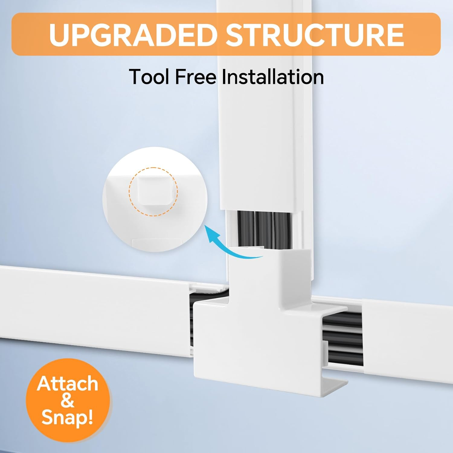 BREENHILL Cord Cover on Wall, 24X14Mm Cable Raceway 10-Pack (40Cm) - Medium Cord Concealer for Multiple Wires, Wall TV Power Supply Organizer, Paintable Design image number 2