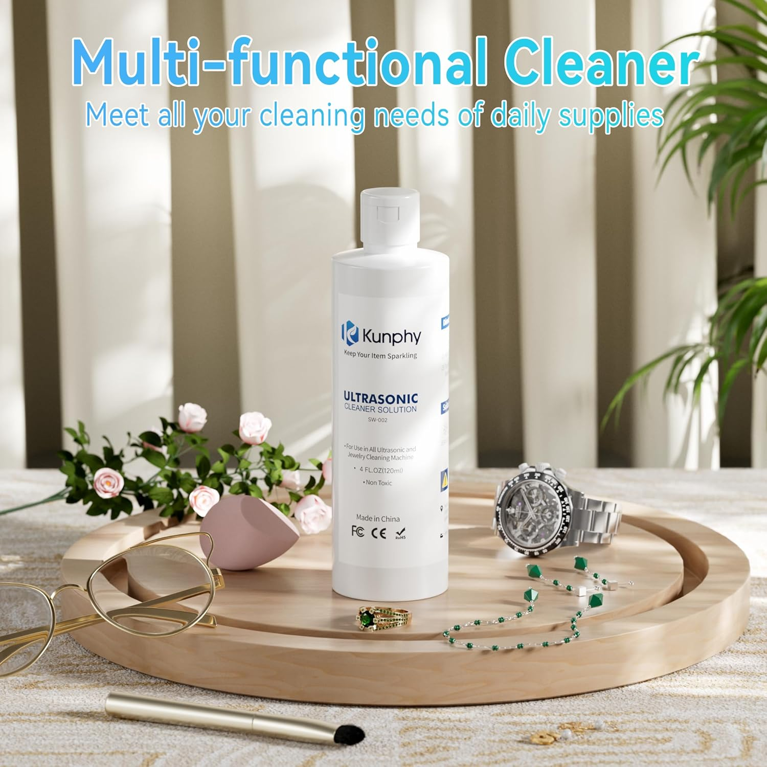 KUNPHY Jewelry Cleaner, Sonic Cleaner Solution - Jewelry Cleaner for Gold, Silver, Platinum Diamonds and Non-Porous Precious & Semi-Precious Jewelry 4 Oz(120Ml) image number 3