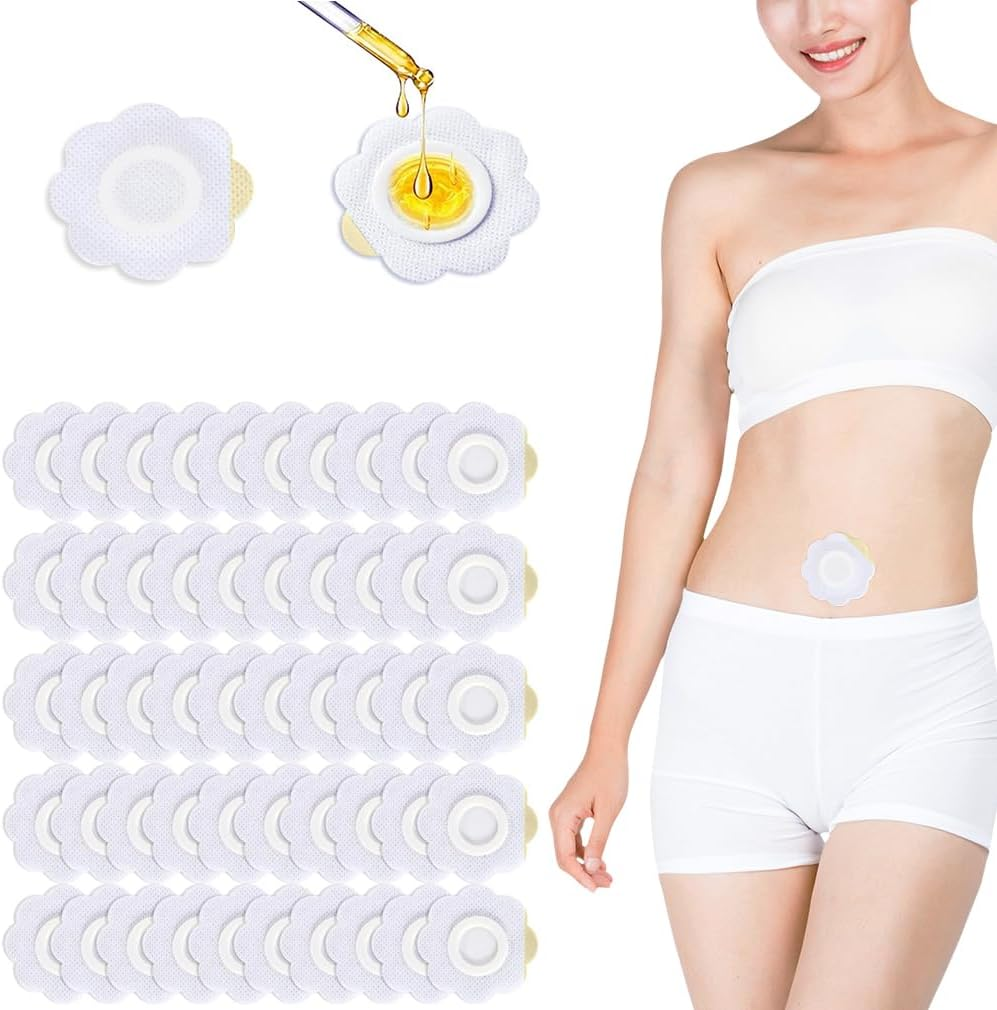 50Pcs Castor Oil Pack Wrap for Belly Button, 6Cm Non-Woven Castor Oil Patches, Self Adhesive Belly Button Patch, Highly Absorbent Castor Oil Patches for Work Sleep (Without Oil) (8CM) image number 5