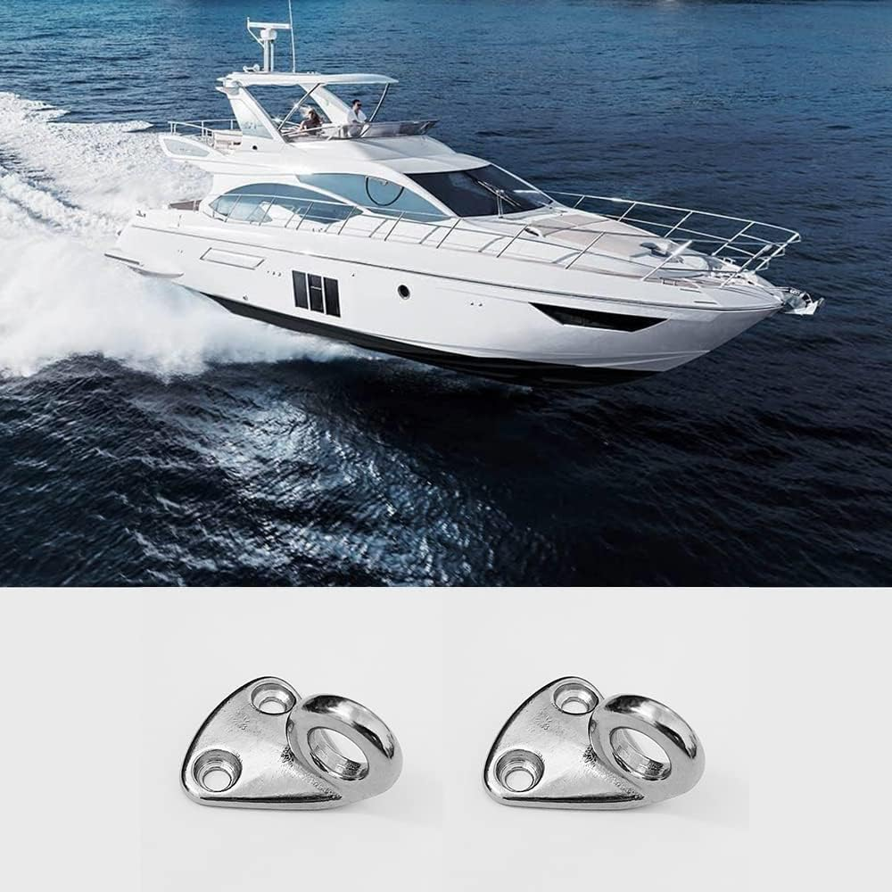 Auto-Plaza 4Pcs 0.4 Inch Fending Pad Eye Fender Hook 316 Stainless Steel W/Screws Boat Ship Deck Hardware Marine Grade image number 1