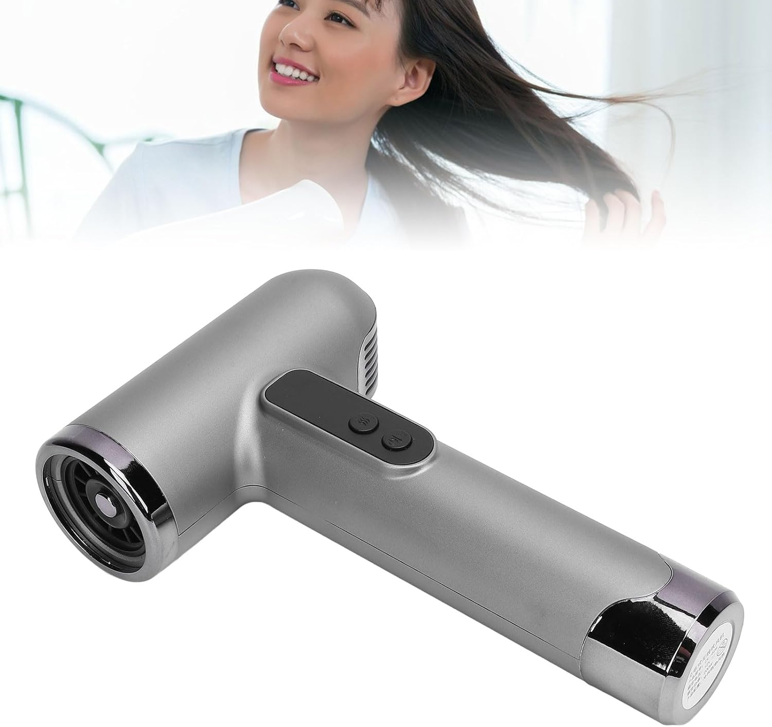 200W USB Rechargeable Hair Dryer - 100,000 RPM Cordless Blow Dryer with 15,000Mah Battery | Portable & Quiet for Travel, Dorm, Home | Fast Drying & Styling (Silver) image number 4