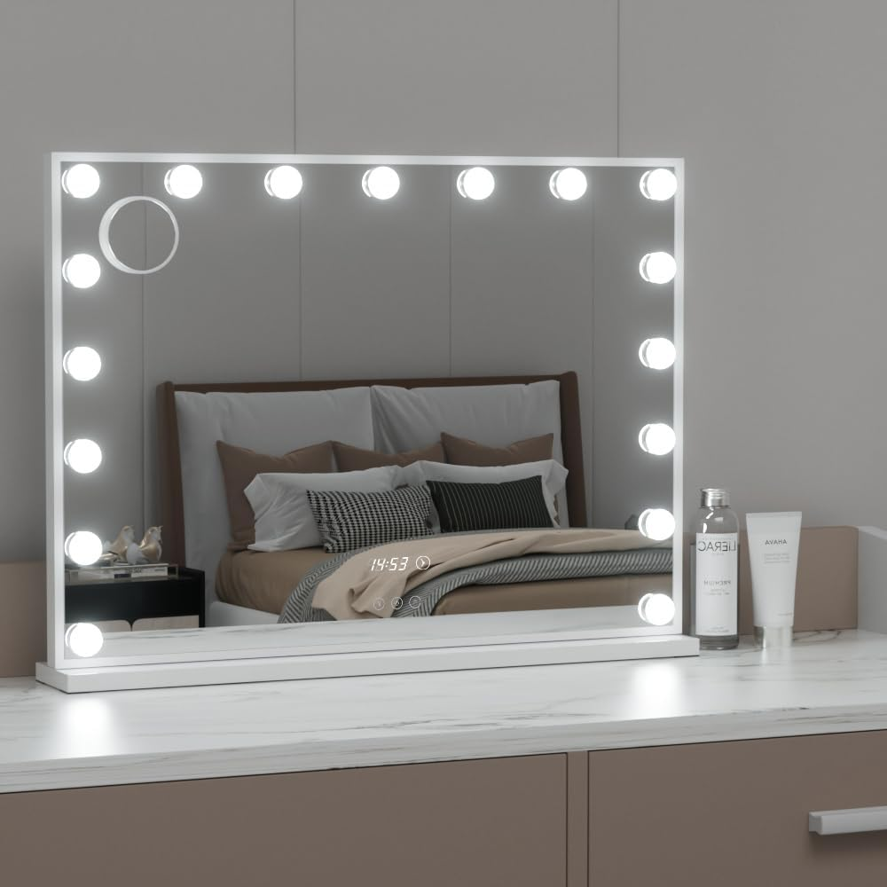 Embellir Hollywood Makeup Mirror, 80 X 60Cm Vanity Mirrors Beauty Cosmetic Dressing Bathroom Decor, 17 LED Light Bulbs with 10X Magnification Frame Tabletop Lights Rectangle Dimmable image number 1