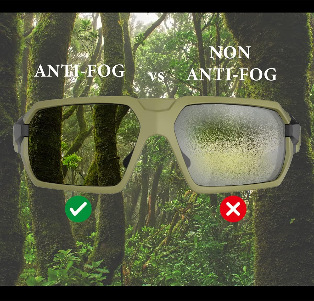 HTS HUNTERSKY Q37 Anti-Fog Polarized Tactical Hunting Shooting Sunglasses Military Grade Ballistic Impact Protection Eye Pro Army Glasses, Motorcycle Riding Running Driving Range image number 3