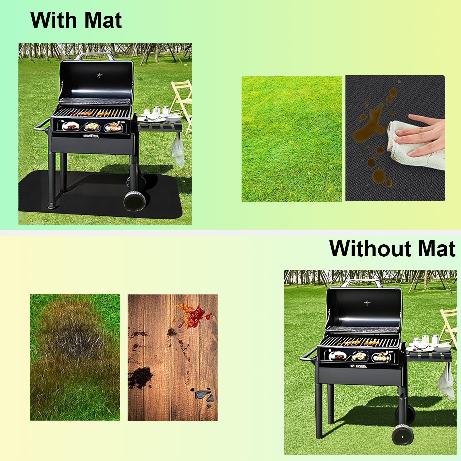193X120 Cm Fireproof Grill Mat Double-Sided Heavy Duty BBQ Mat for Outdoor Use, Oil & Waterproof Deck Protector for Patio, Fire Pit, Indoor Fireplace image number 1