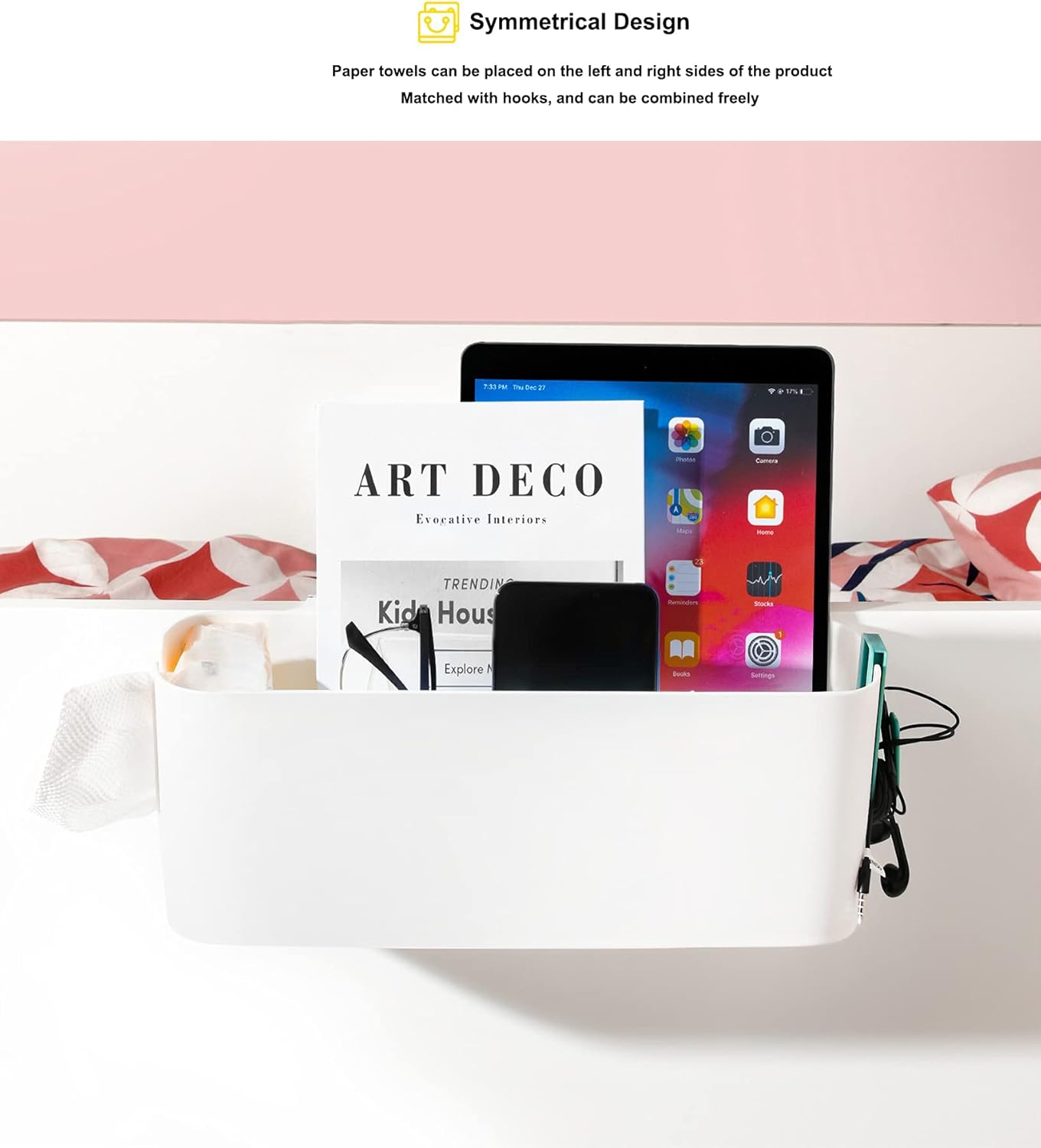 WYZHDQ Bedside Organizer Storage Caddy Hanging as Bunk Bed Storage Accessories Handrail Multi Pockets for Dorm Bunk Bed Shelf image number 3