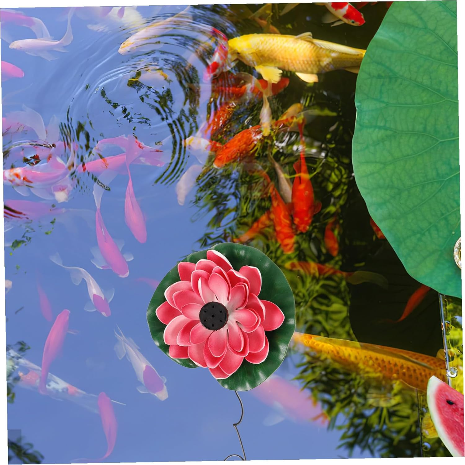 Solar-Powered Floating Lotus Garden Fountain Outdoor Landscape Water Feature Compact Lightweight Design for Decoration image number 3