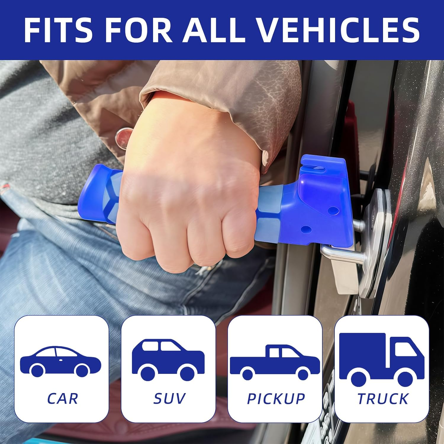 Car Door Handle for Elderly, 2Pack Car Door Assist Handle 3 in 1 Multifunction Vehicle Door Latch Handles, Auto Cane Car Grab Handle, Emergency Tool, Broken Windows, Can Be Used to Cut Seat Belts image number 2