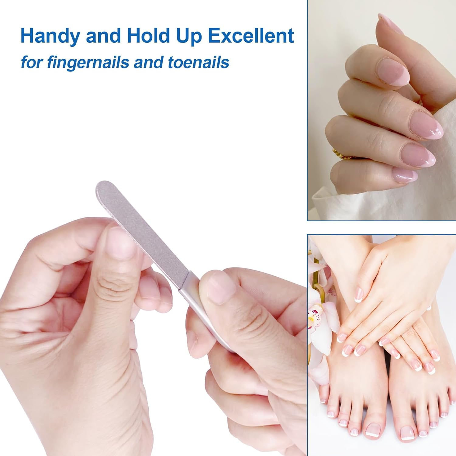 Metal Nail File with Case, 2 Pack Nail Files for Natural Nails, Fingernail Files Diamond round Tip Stainless Steel Double Sided Fine Grit Sapphire Filer with Sheath Leather Cases Travel Silver Brown image number 5