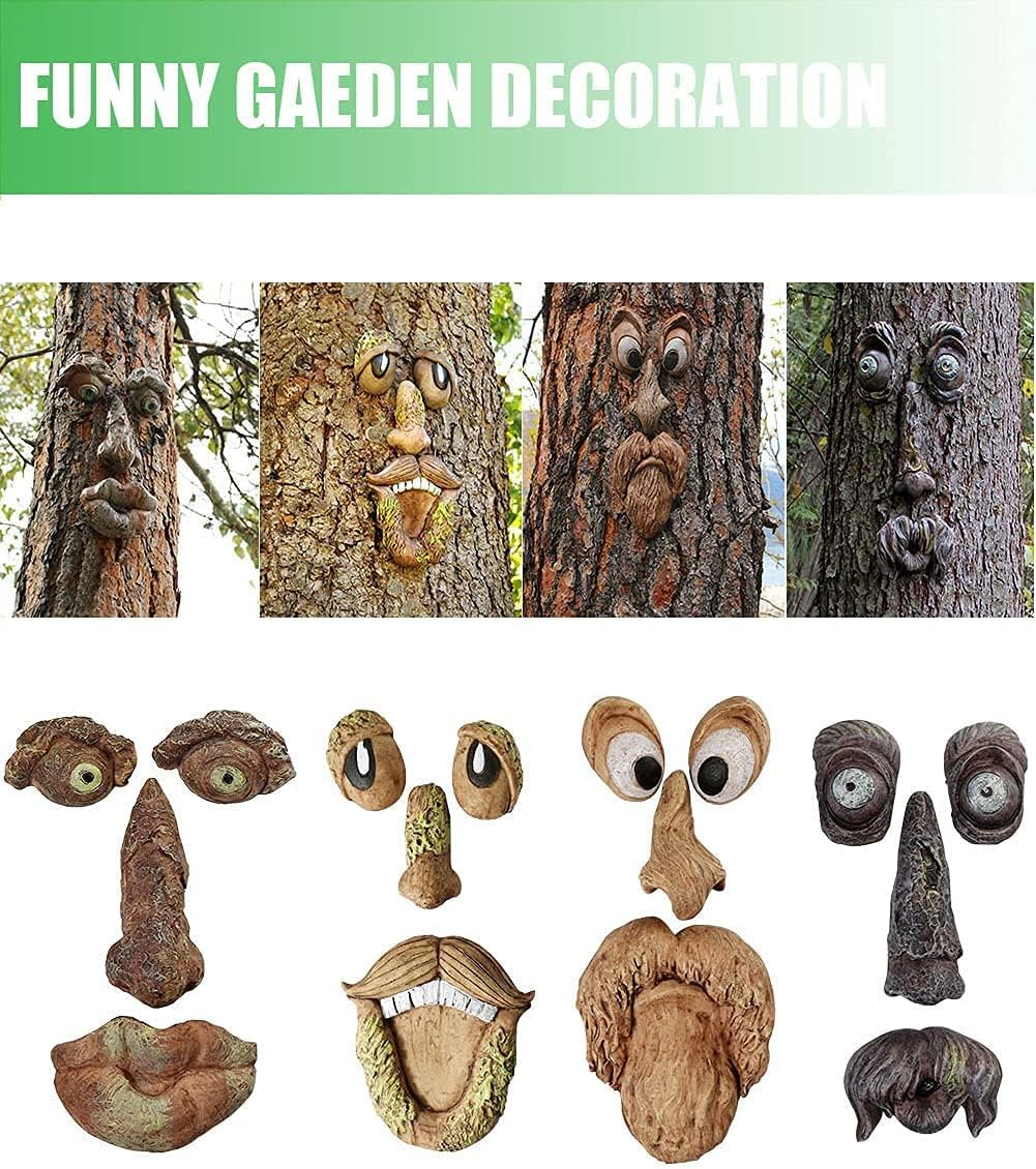 EIIORPO Tree Faces Decor Outdoor, Funny Yard Art for Garden, Lawn, Halloween Tree Decorations(B) - B image number 4