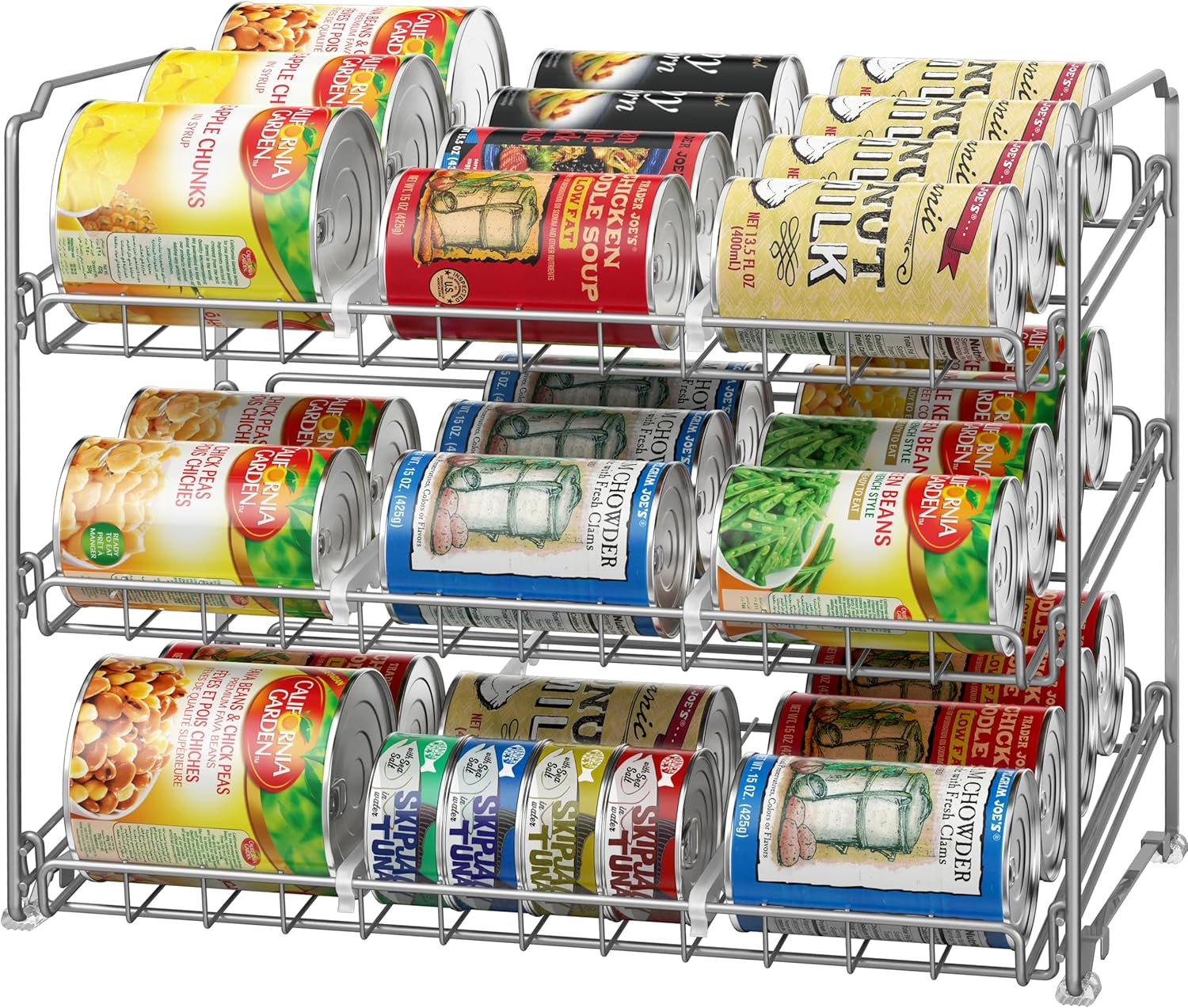 Simple Houseware Stackable 3 Tier Can Rack Organiser for Kitchen and Pantry Organization, White