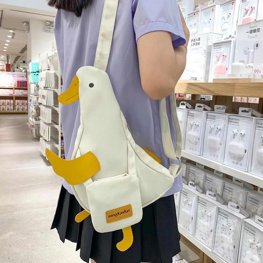 Kawaii Purse, Cute Duck Crossbody Shoulder Bag, Novelty Messenger Purse for Girls Teens Women with Pins Gifts image number 3