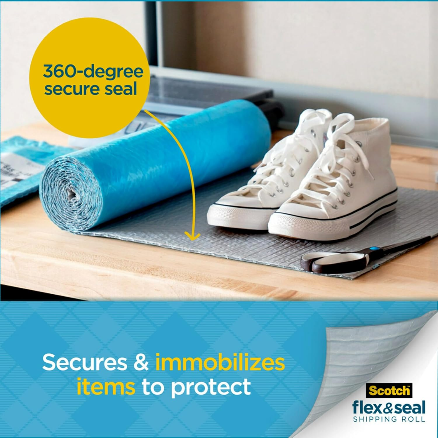 Scotch Flex and Seal Shipping Roll 38Cm X 3M, as Easy as Cut, Fold, Press to Securely Seal Packages, Easy Packaging Alternative to Shipping Bags (FS-1510) image number 3