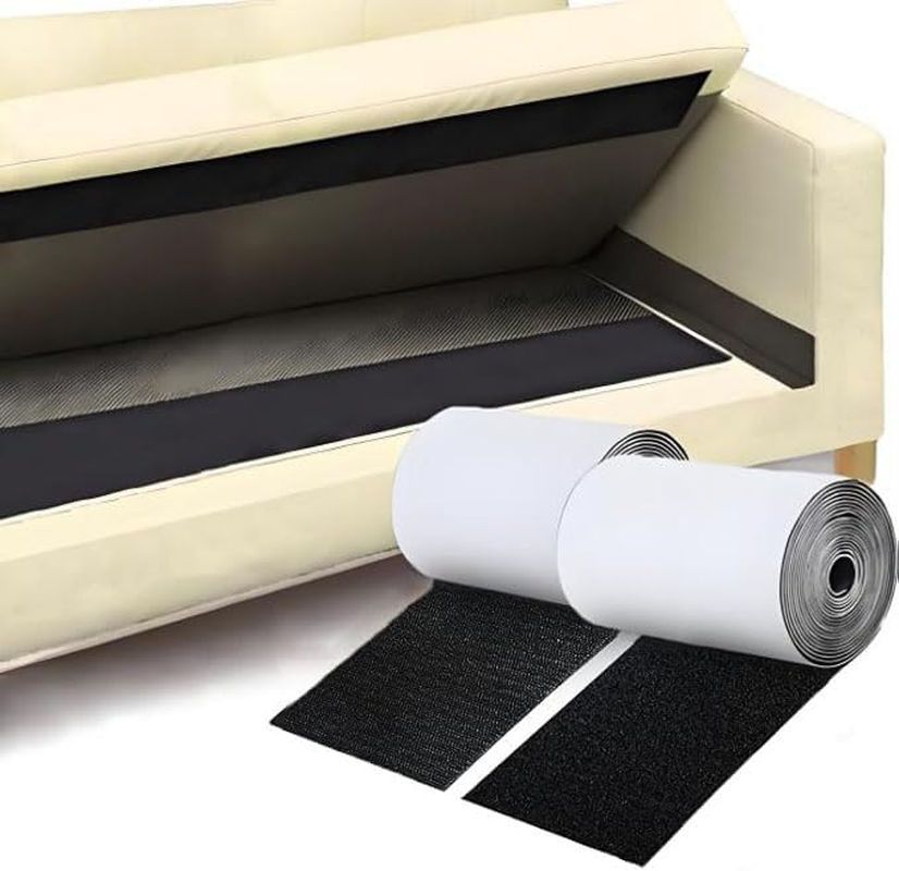 Non Slip Cushion Pad, Rolled Hook Loop Tape with Adhesive for Couch Cushions (10Cm X 3M, Black) image number 3