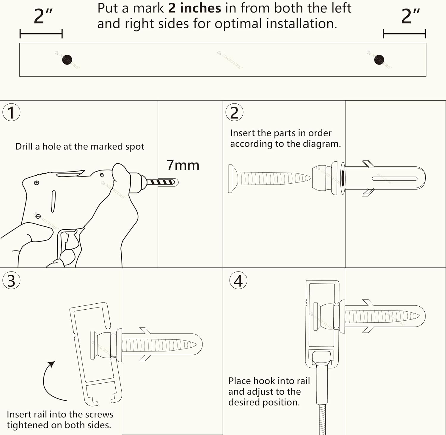Picture Rail Hanging System- Innovative Art Hanging Rail System Including 4 Pcs 24" Picture Rails, 4 Pcs 2M Picture Rail Hooks & Installation Hardware- Elegant Picture Hanging Kit for Gallery image number 2