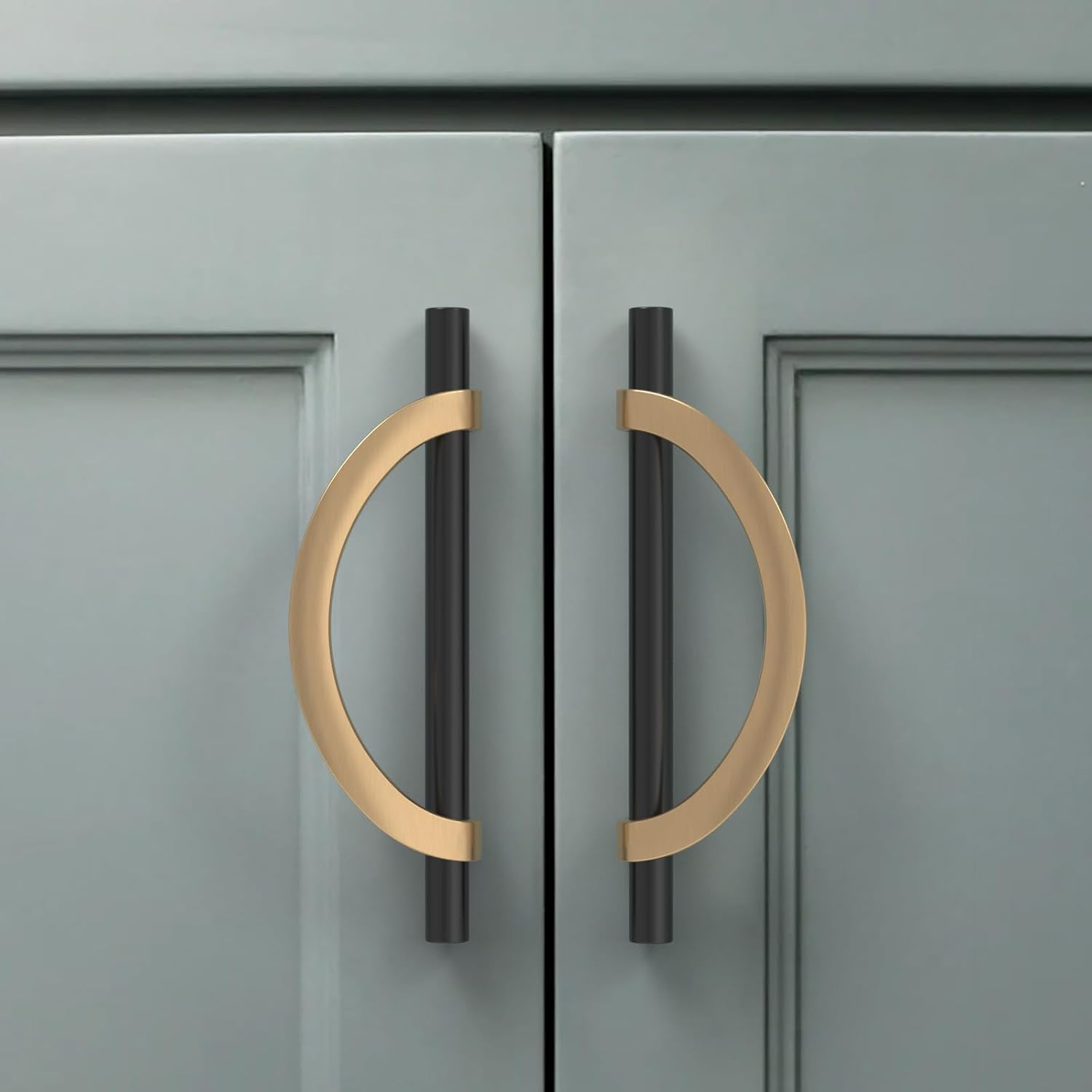 Amerdeco 10 Pack Black Brushed Gold Cabinet Pulls 5 Inch(128Mm) Hole Centers Kitchen Cabinet Handles Hardware Kitchen Handles for Cabinets Cupboard Handles Drawer Pulls&hellip; image number 3