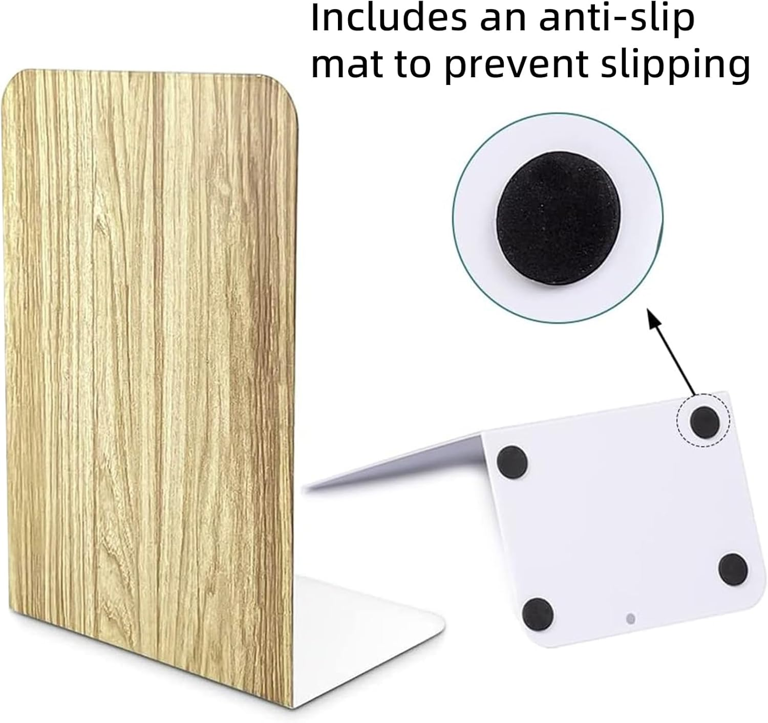 DARUITE Bookends, Decorative Wooden Bookends, Non-Skid Book Holder, Book Organizer for Home, Office Desk, Kitchen (1 Pair, 8 X 3.9 X 5.3 In) image number 5