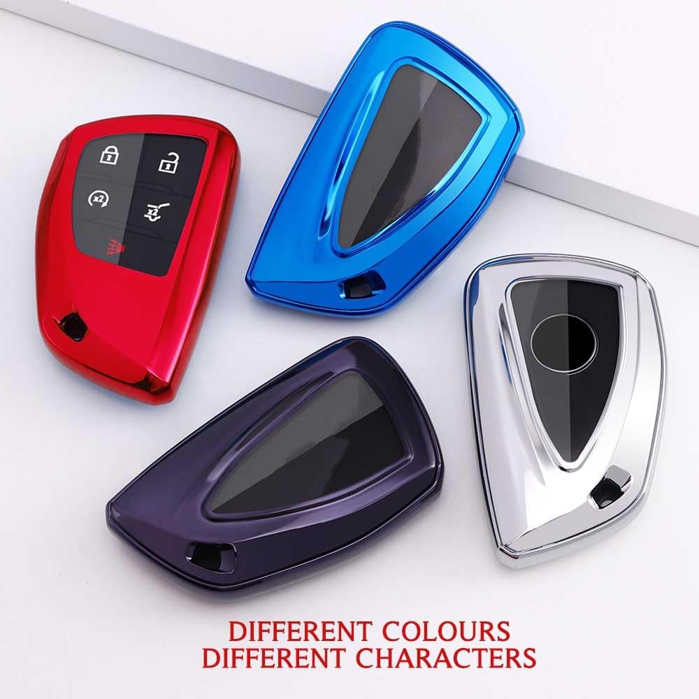 Key Fob Cover Compatible with Chevy Suburban Z71 Silverado 1500 GMC Yukon Denali Sierra 1500 Buick Envision Avenir 2022 2023 2024, 2024 Silverado Sierra 2500HD 3500HD (Blue)