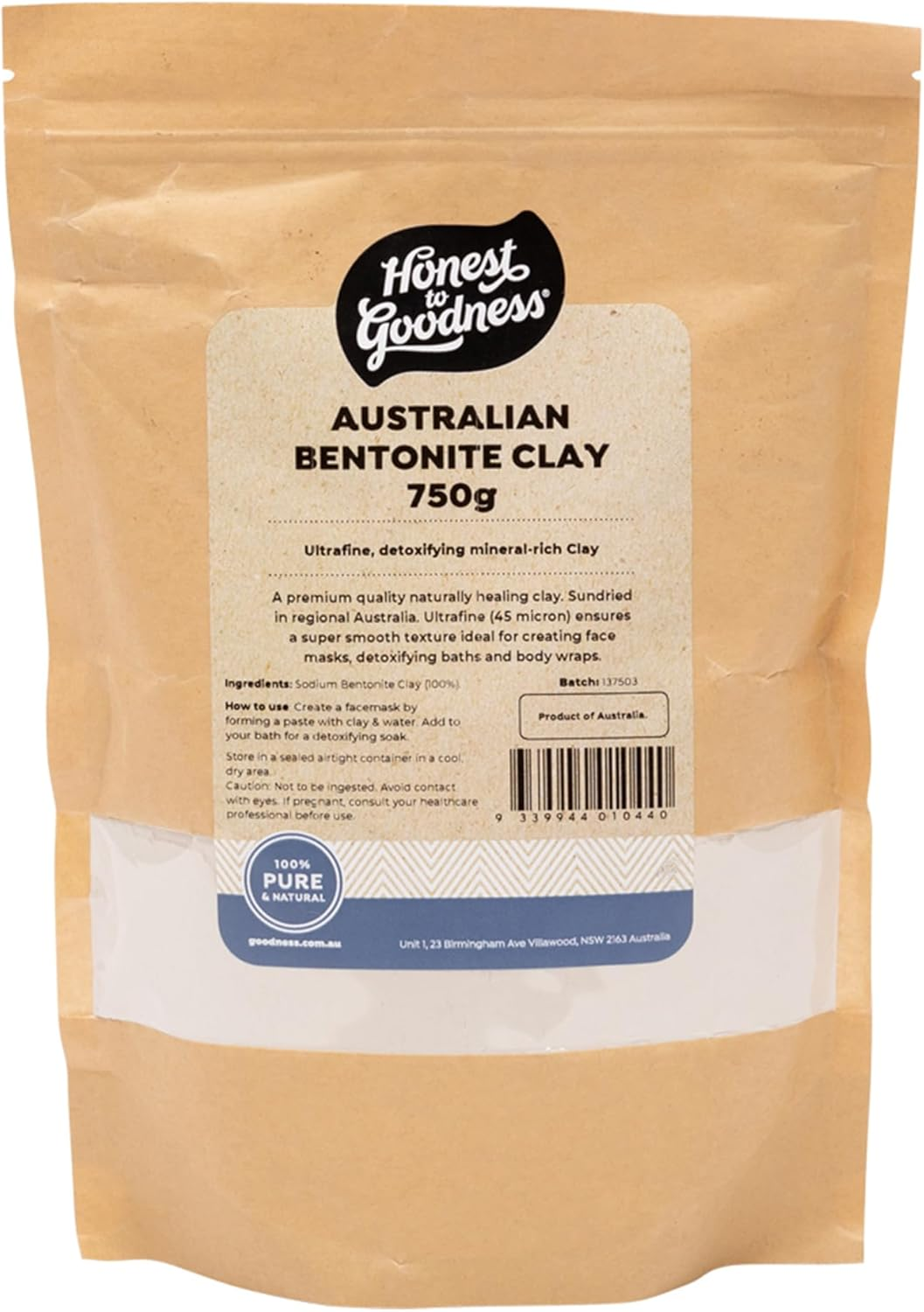 Honest to Goodness Australian Bentonite Clay 750G