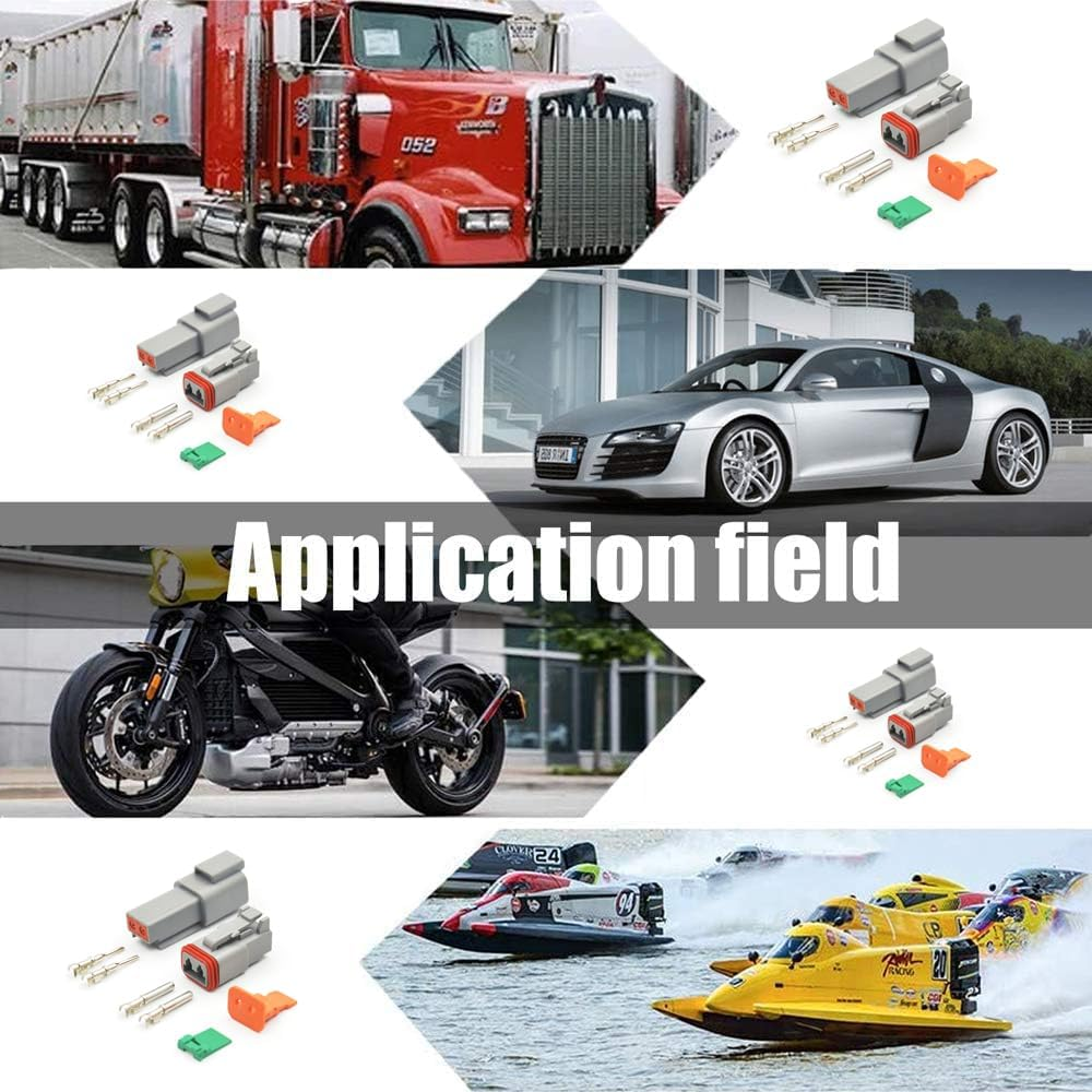 Paifeancodill 2 Pin Deutsch DT Connector Kit, IP68 Waterproof Electrical Automative DT Connectors Kit with 12Pairs Size 16 Stamped Contacts 16-18 AWG, for Car Truck Boat, 6 Sets image number 3