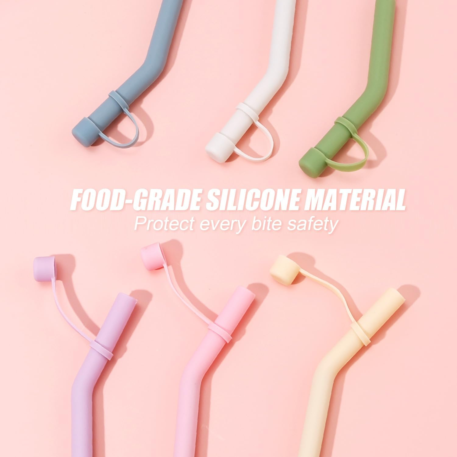 Silicone Straw Tip with Cover Cap, Reusable Extension Tip for Straws with an Outer Diameter of 8-9 Mm Straw Angle Tips for Stanley Straws, Pack of 6 image number 5