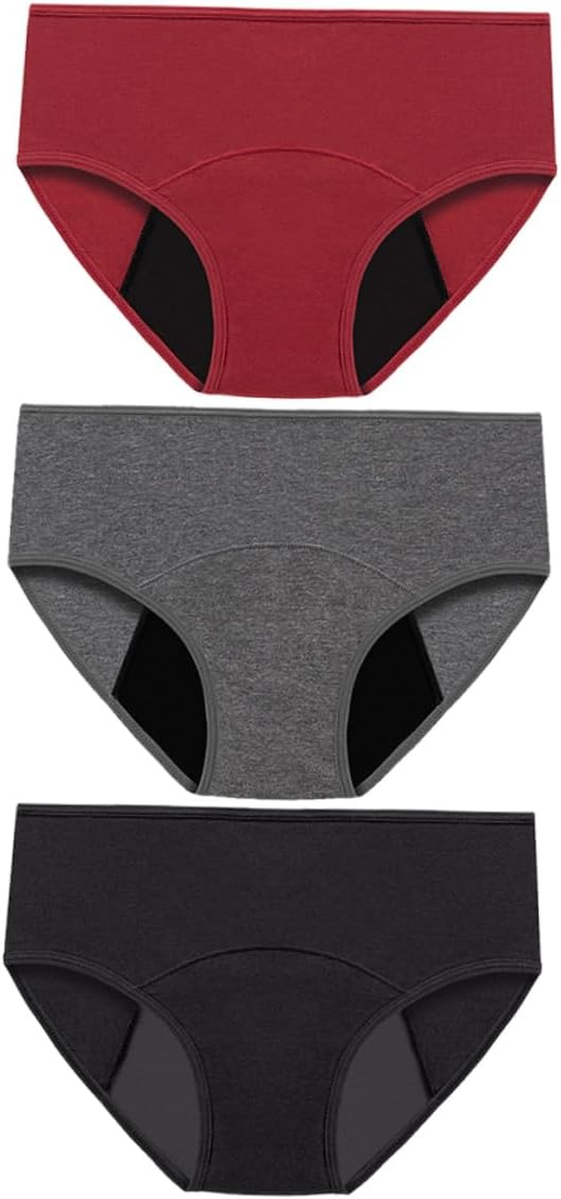 Ipetboom 3Pcs Comfortable Women'S Menstrual Panties Absorbent Postpartum Briefs for Leak Protection image number 6