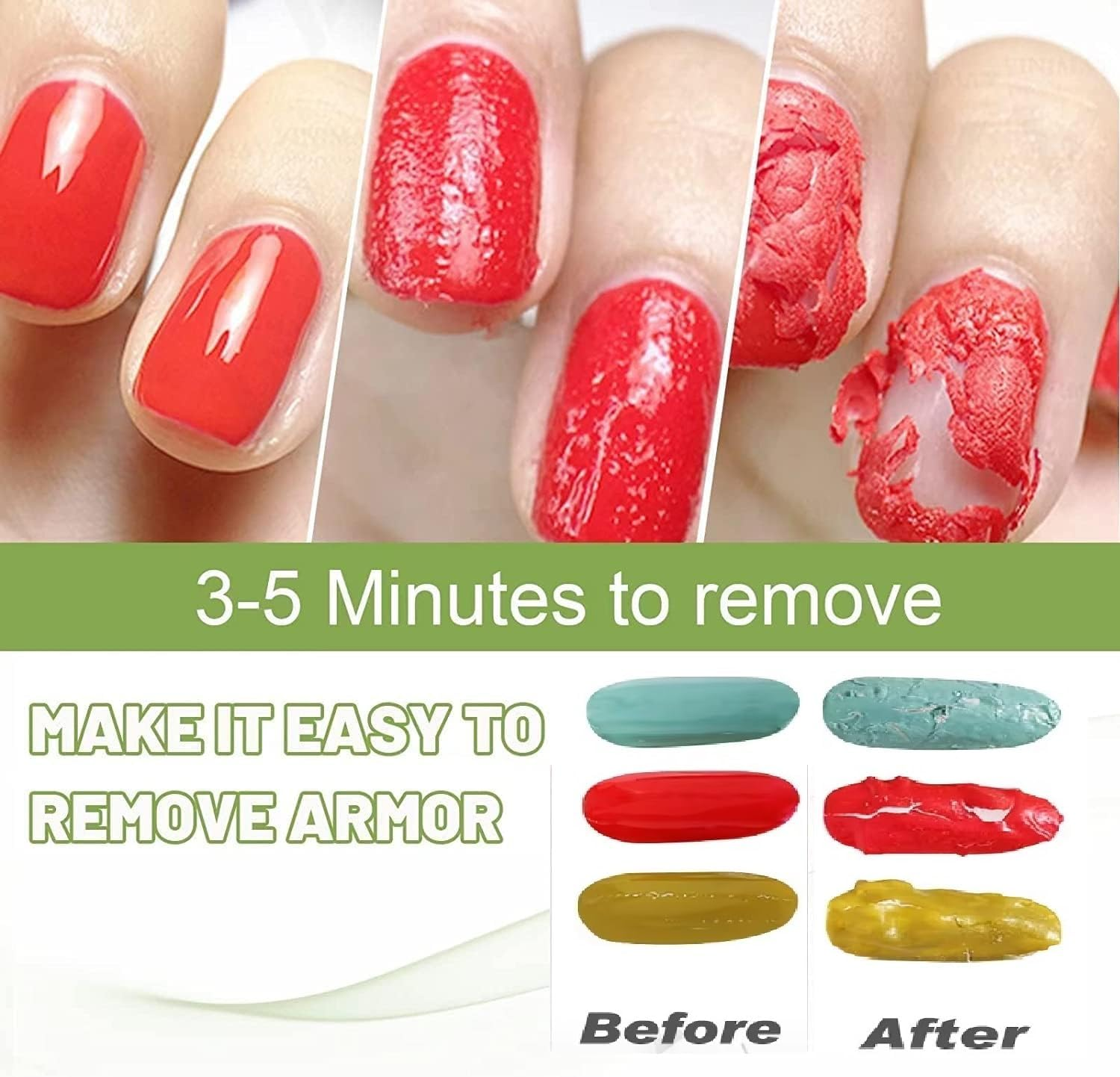 Nail Polish Remover Gel, Quick & Easy Remove Nails Polish within 3-5 Minutes, No Need Foil, Don'T Hurt Nails, Professional Non-Irritating Gel,(2 PACKS) image number 2