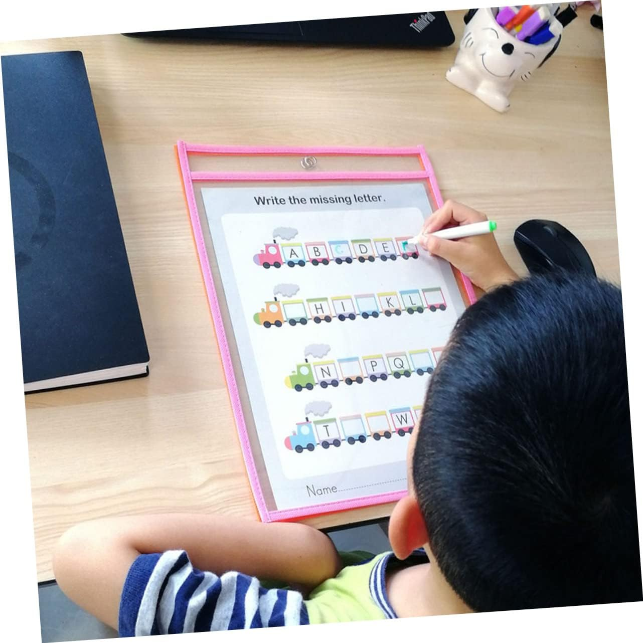 GETAJGHSD 12Pcs Reusable Dry Erase Pockets for School Office Write and Wipe Pockets Pen Case for Arts Crafts Supplies and Desk Accessories Storage Random Color