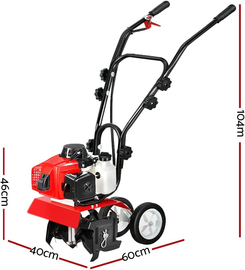 Giantz Tiller Cultivator, 88CC Garden Electric Lawn Scarifier Rotary Tillers Soil Rake Digger Outdoor Gardening Tool, 10000RPM 4 Blades Foldable Adjustable Tilling Depth Red image number 1