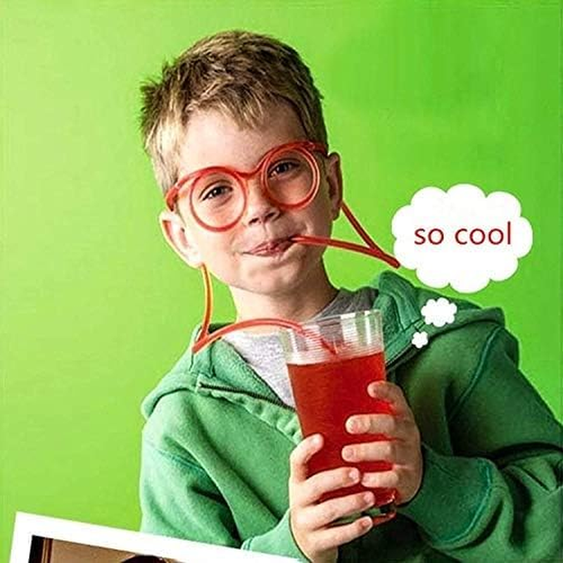 8PCS Silly Straw Glasses, Reusable Fun Loop Drinking Straw Eye Glasses, Novelty Eyeglasses Straw for Party Annual Meeting Parties Birthday (8 Colors) image number 4