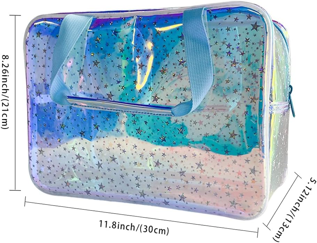 Clear Star Large Cosmetic Bag and Travel Pouch with Handle,Durable Material,Zipper Design-Ideal for Makeup,Travel Essentials - Black image number 2