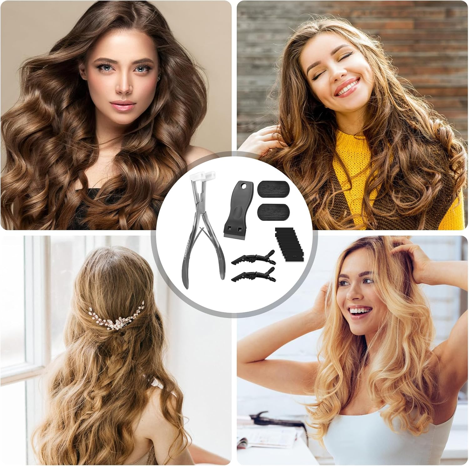 Tape-In Hair Extensions Pliers Real Hair Extensions Styling Tool Stainless Steel Professional Hair Extension Pliers for Salon Professional Installation image number 5