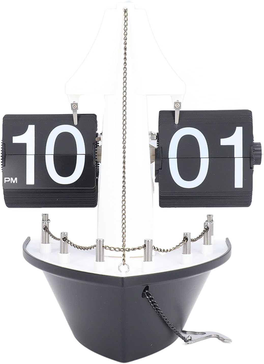 Classic Flip Desk Clock, Vintage Digital Flip down Clock with Timer Reminder, Battery Powered Mechanical Table Clock for Office or Home (Black)