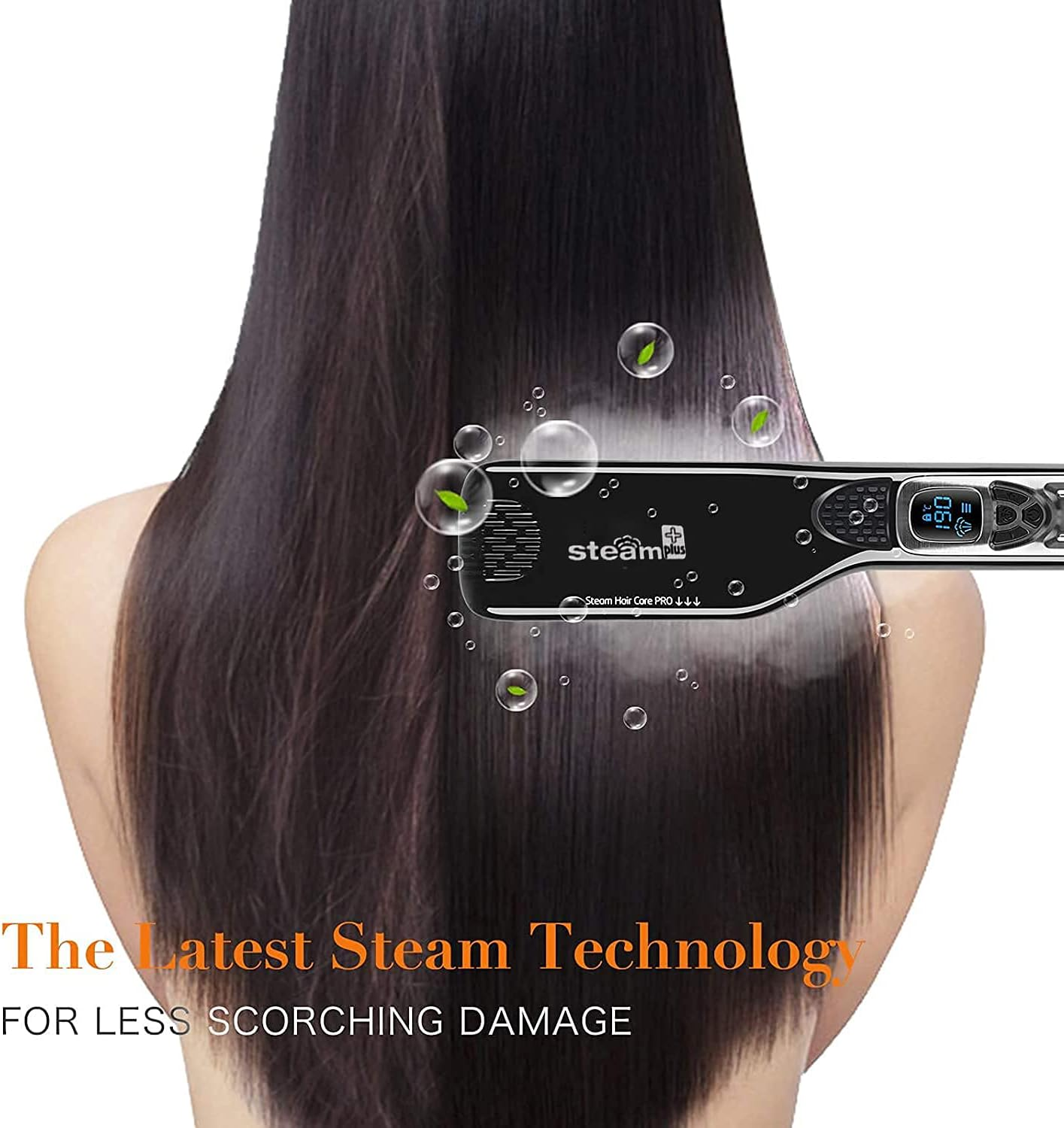 Hair Straightener with Steam,Salon Professional Nano Titanium Ceramic Steam Flat Iron with Removable Comb+Digital LCD+5 Level Adjustable Temperature+Auto Temperature Lock (Black) image number 3
