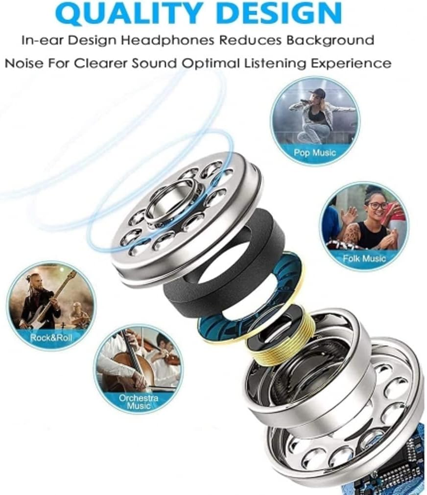 Hi-Fi Sound Wired Earphones Compatible with Samsung Galaxy Tab A9/A9 Plus/A8/A7 10.4 (2020)/A7 Lite Tablets - Headphones Handsfree Mic Headset Metal Earbuds In-Ear Earpieces