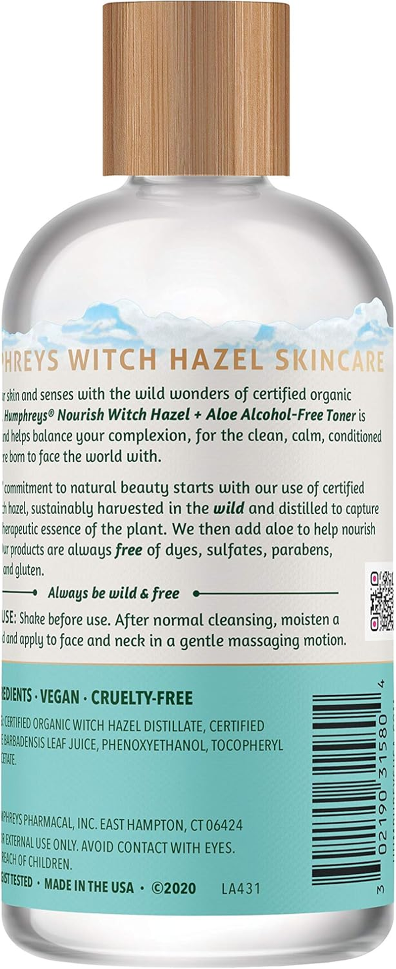 Humphreys Nourish Witch Hazel + Aloe Alcohol-Free Toner, Clear, 8 Oz