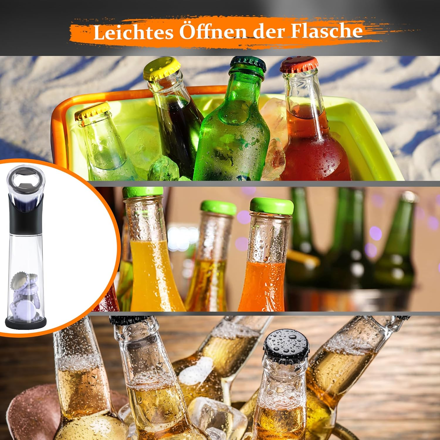 Bottle Opener with Collection Container, Gifts for Men Beer Opener Funny Beer Bottle Opener Beer Gift, Bottle Cap Collector for Beer Bar Kitchen Outdoor image number 5