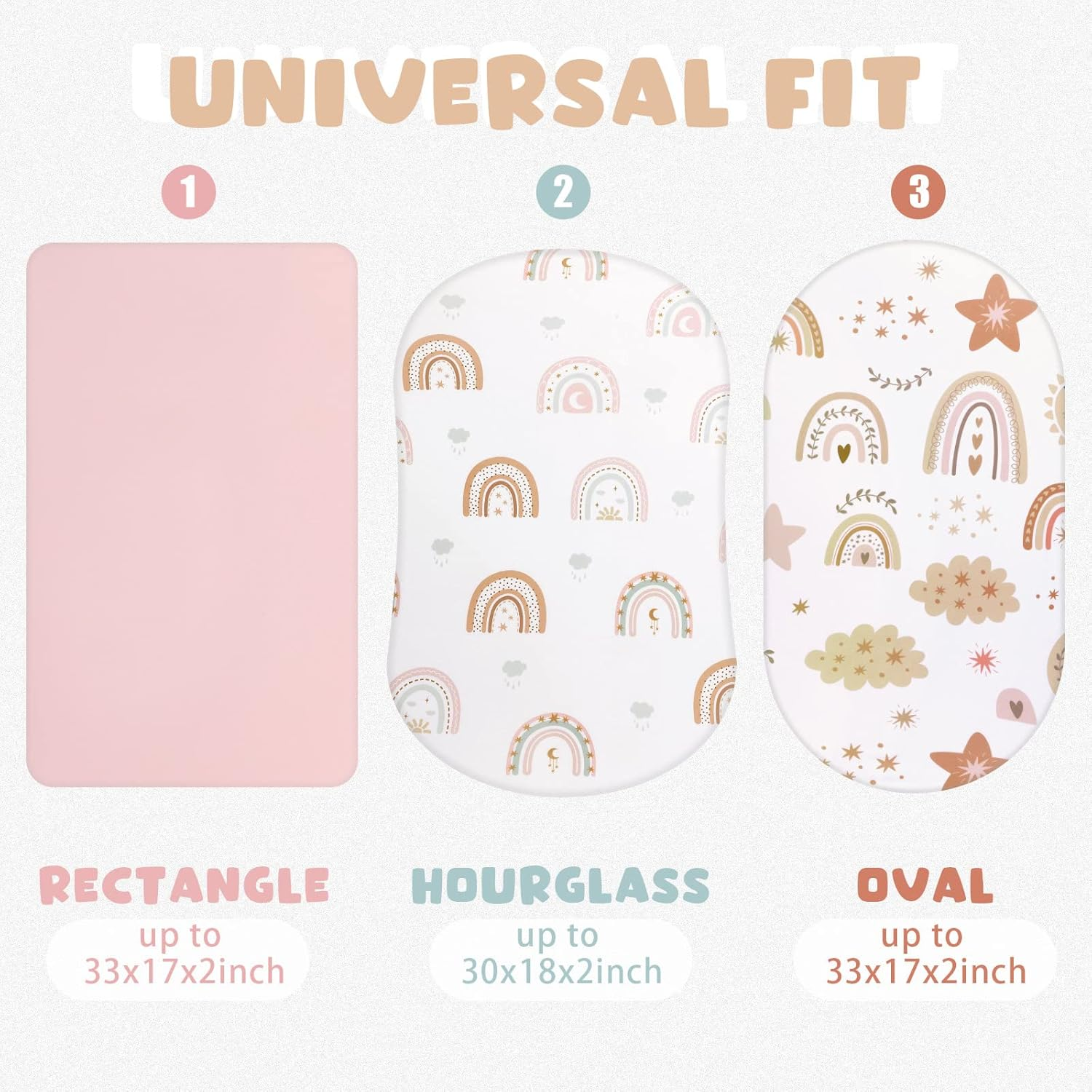 Rtteri 4 Pcs Baby Bassinet Sheets Soft Fitted for Baby Boys Girls Soft Cotton Animals Bassinet Sheet Cover Safe Comfort for Standard Bassinet Pads Rectangular Mattress Cradle, Zebra, Giraffe