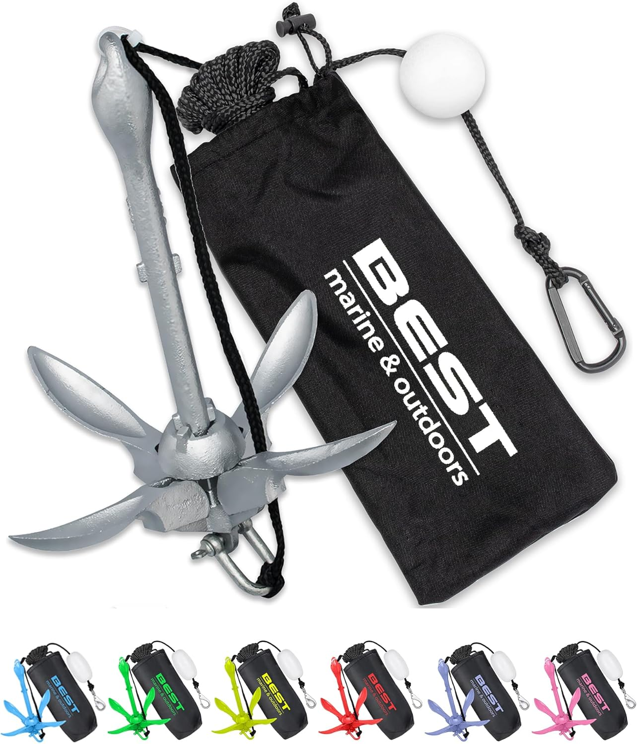 Best Marine and Outdoors Kayak Anchor, 1.6 KG Anchor System Kit for Kayaks, Canoes, SUP Paddle Boards & Jet Skis, Fishing, Boating & Kayaking Accessories - Blue image number 7