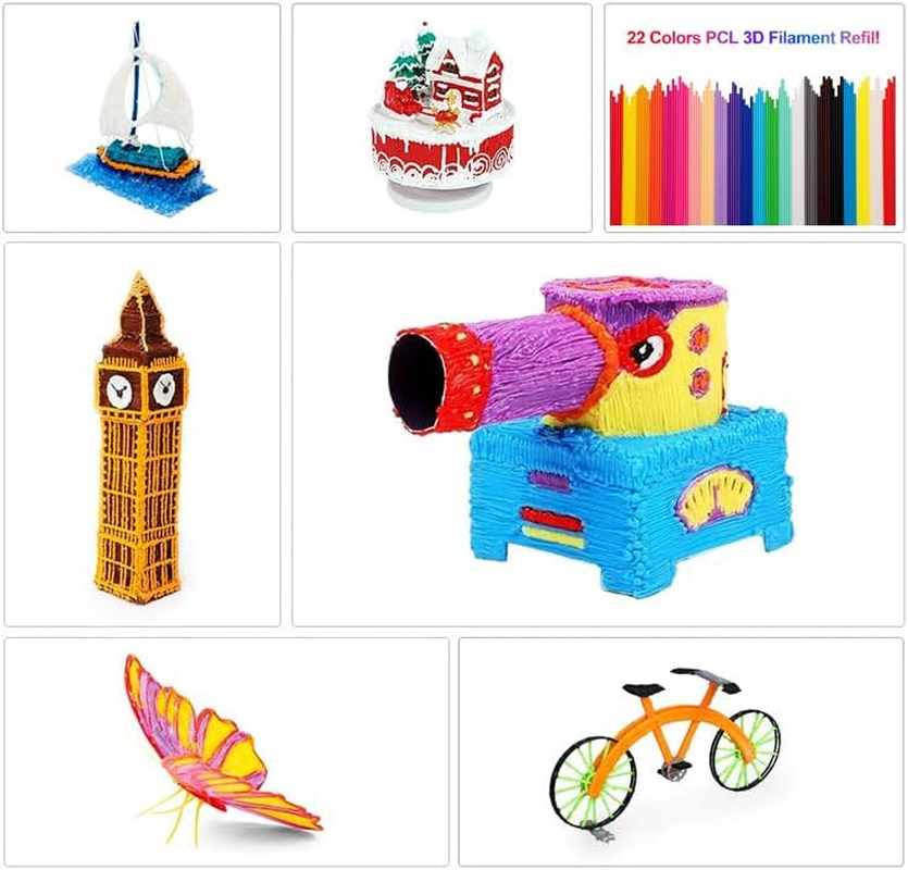 WADY 110Pcs 3D Doodler Pen Refills - 22 Colors 3D Printing Filament Refill Pack for 3Doodler Start+ 3D Pen, Safe PCL Filament Low Temperature 2.5Mm Thick,Compatible Only with Start Pen image number 5